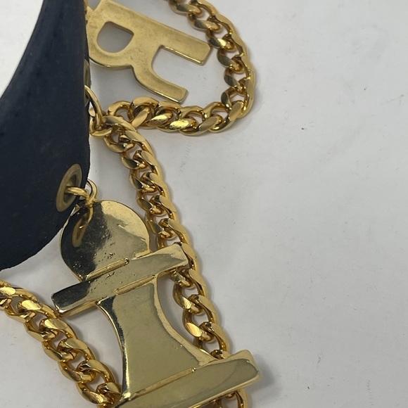 Crisca Black Leather Gold Charm Belt main image 3